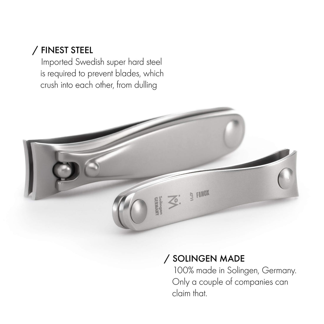 German 3pcs FINOX surgical stainless steel clippers pocket manicure set in magnetic leather case, GERmanikure Solingen