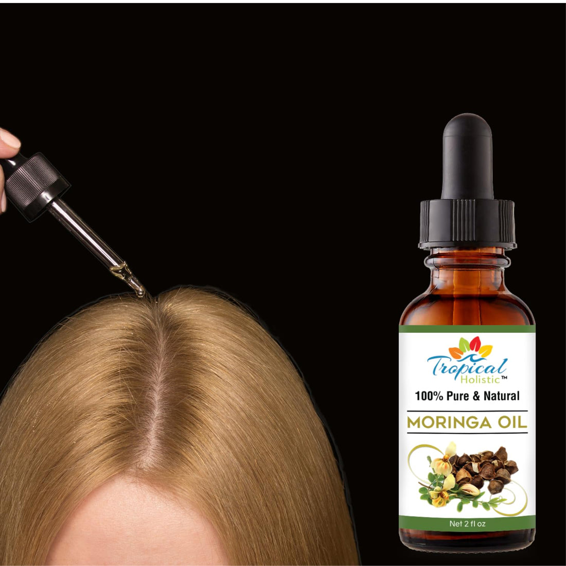 100% Pure Virgin Organic Moringa Oil 2 oz - Cold Pressed Unrefined Natural, Undiluted Food Grade & Non-GMO For Face, Body, Hair with Glass Bottle w/Dropper