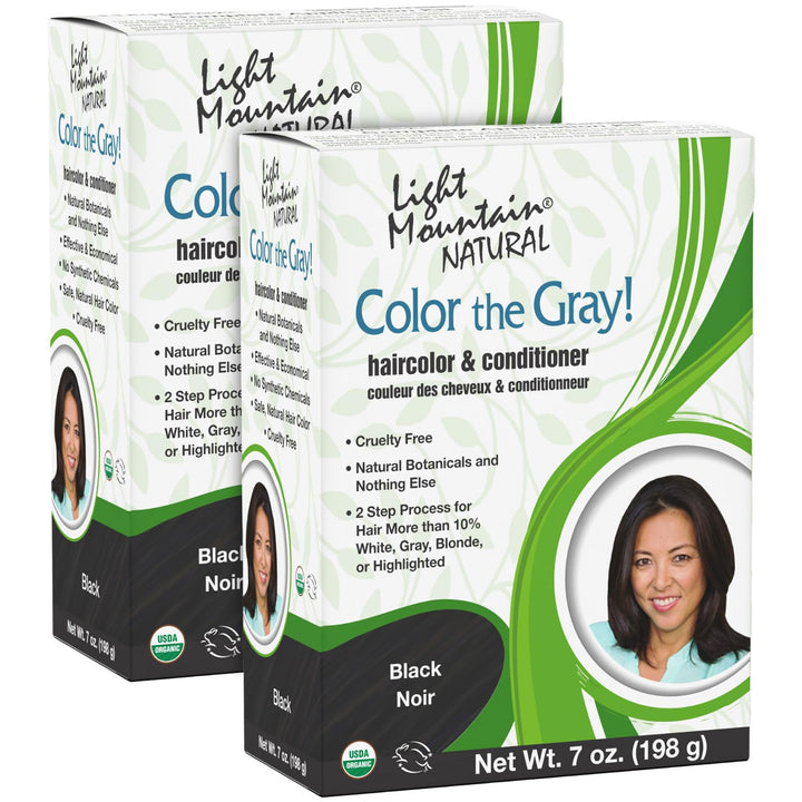 Light Mountain Natural Color The Gray! Hair Color and Conditioner, Black, 7 oz (197 g) (Pack of 2)