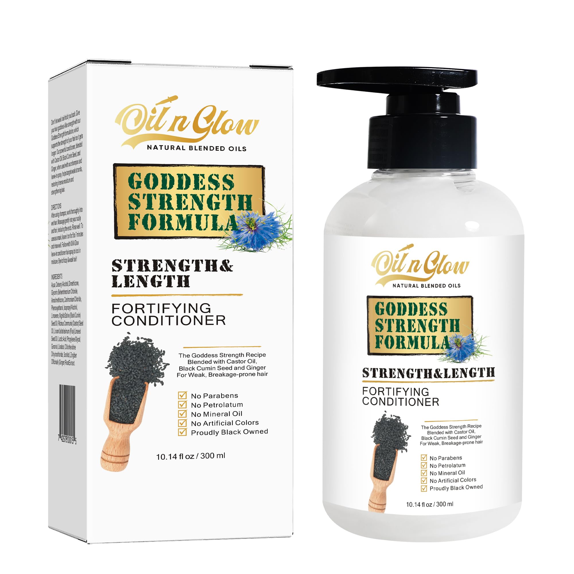 Natural Hair Growth Conditioner with Black Cumin Seeds: Strengthening & Moisturizing Hair Conditioner For Hair Loss, Damaged, Dry, Frizzy & Thinning Hair 10 Fl. Oz - Fragrance Free
