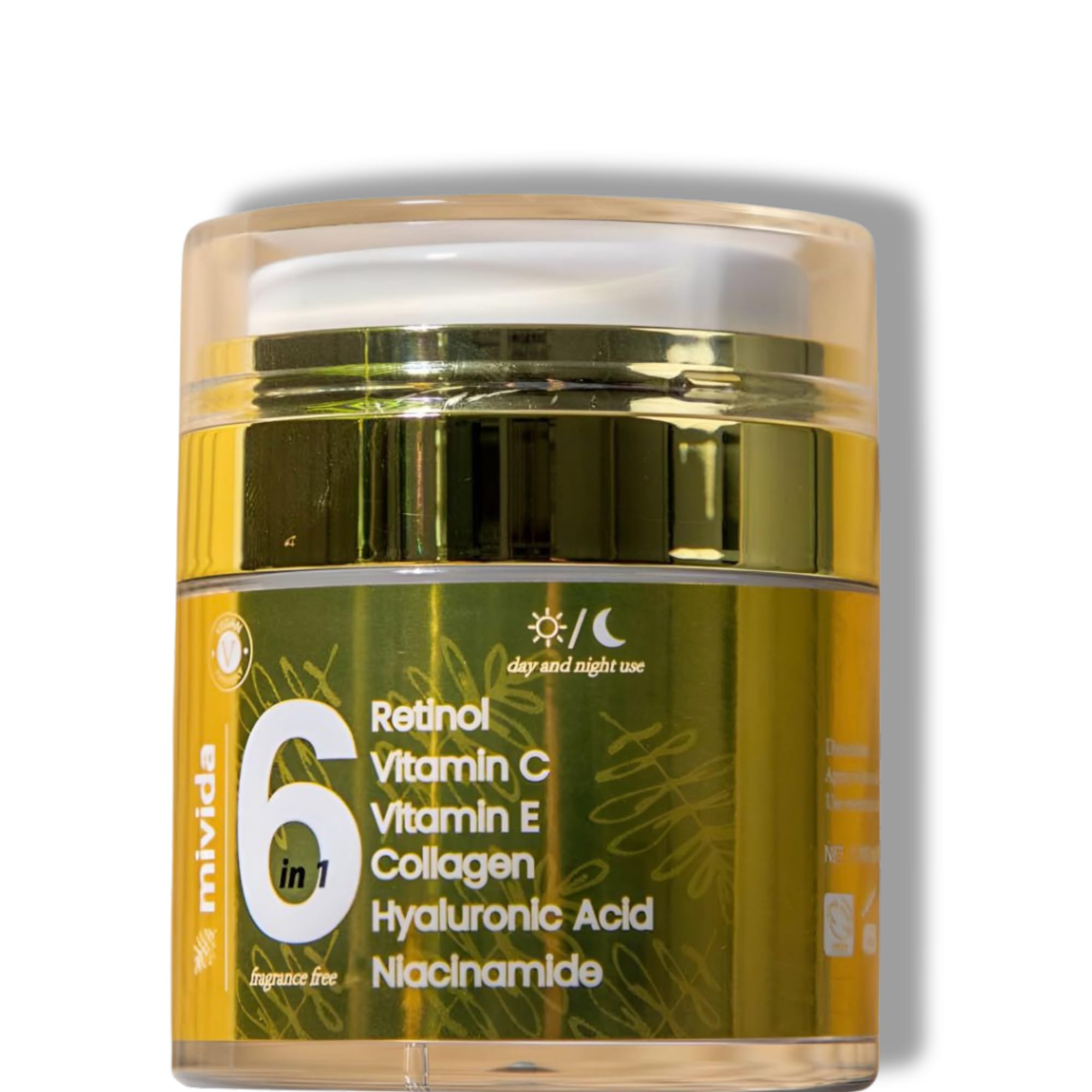 mivida Advanced Retinol Cream for Face & Neck | 6-in-1 Anti-Aging Moisturizer with Collagen, Hyaluronic Acid, Vitamin C & E | Firming, Hydrating, Wrinkle-Reducing | Daily Face Cream - 1.7 fl oz