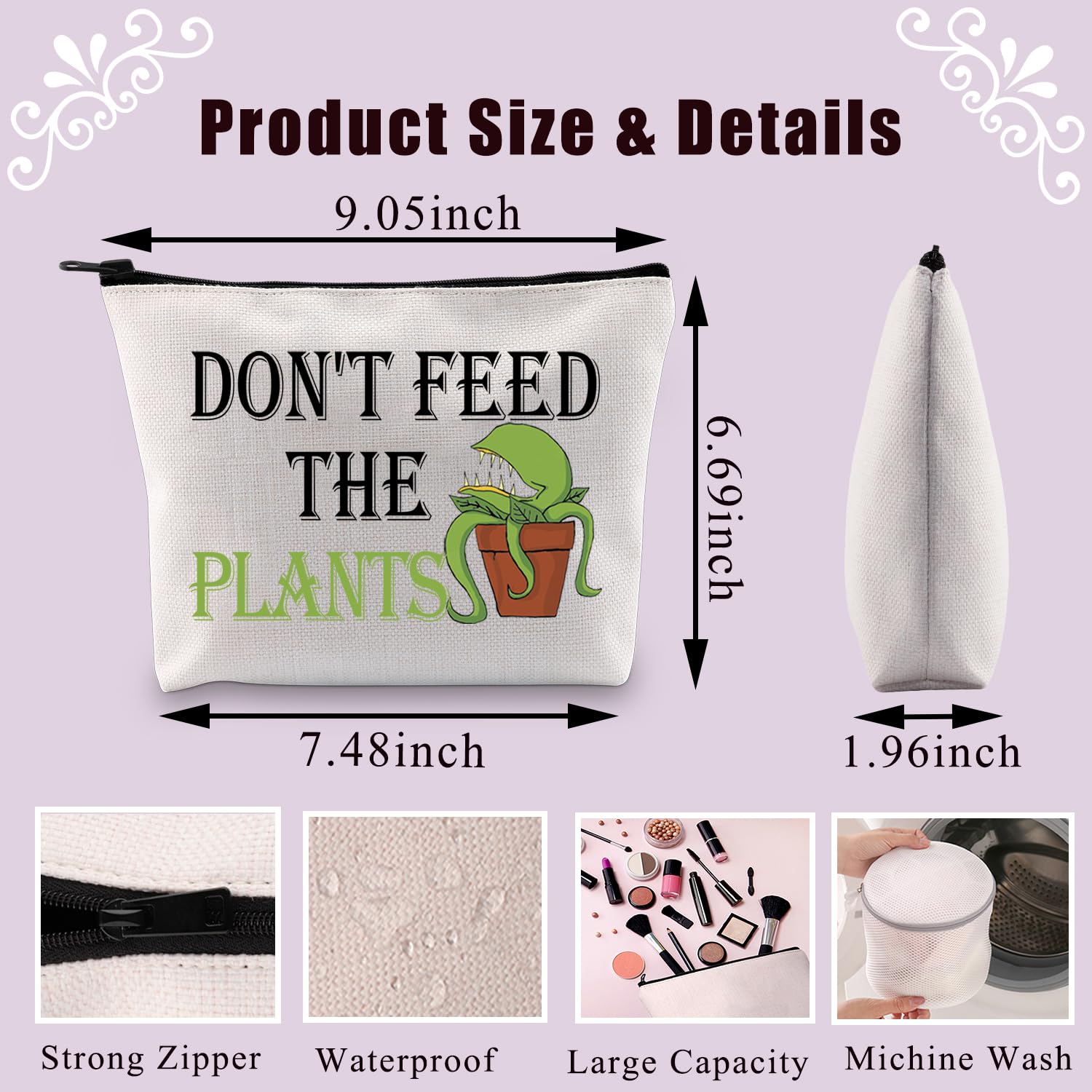 BDPWSS Don't Feed the Plants Makeup Bag For Little Shop Horror Musical Inspired Gift Spooky Horror Musical Fan Gift (Feed Plants)