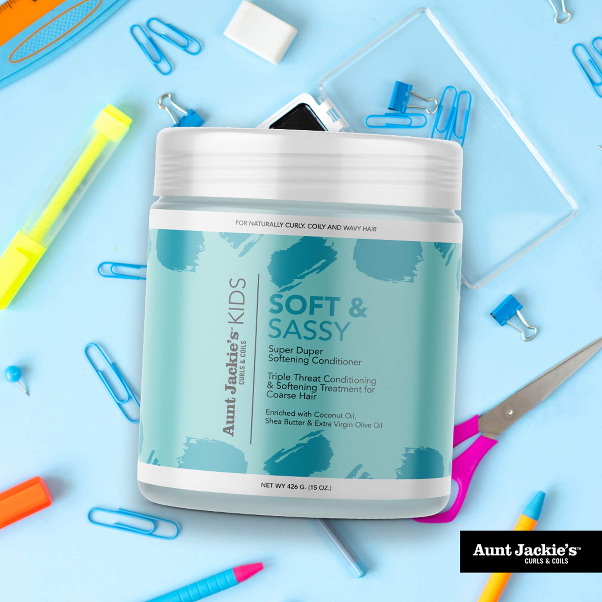 Aunt Jackie's Kids Soft and Sassy Super Duper Hair Softening Conditioner, Helps Strengthen Hair for Healthier Growth, 15 oz