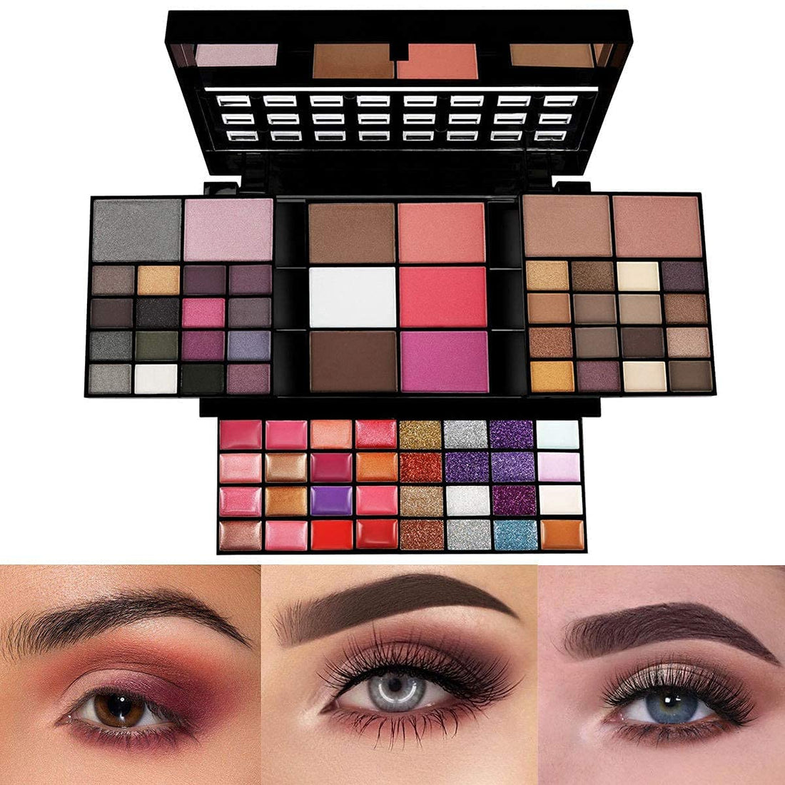 74 Colors Makeup Kit All In One Makeup Gift Set including 36 Eyeshadow Makeup,16 Lip Gloss,12 Glitter Cream, 4 Concealer, 3 Blusher,1 Bronzer, 2 Highlight and Contour - Makeup Kits for Women Full Kit