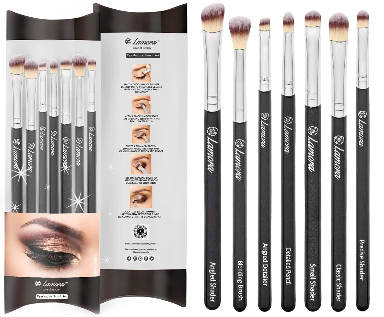 Makeup Eye Brush Set - Eyeshadow Eyeliner Blending Crease Kit - Best Choice 7 Essential Makeup Brushes - Pencil, Shader, Tapered, Definer - Last Longer, Apply Better Makeup & Make You Look Flawless!
