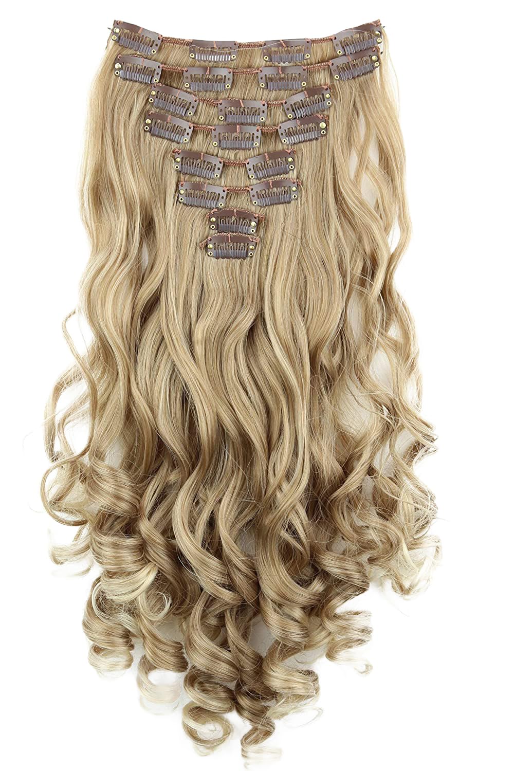 24 (60cm) dark blonde mix #27T613 CES4a-1 : PRETTYSHOP XXL Full Head Set 8 pcs 24 Clip In Hair Extensions Hairpiece Wavy Heat-Resisting dark blonde mix #27T613 CES4a-1