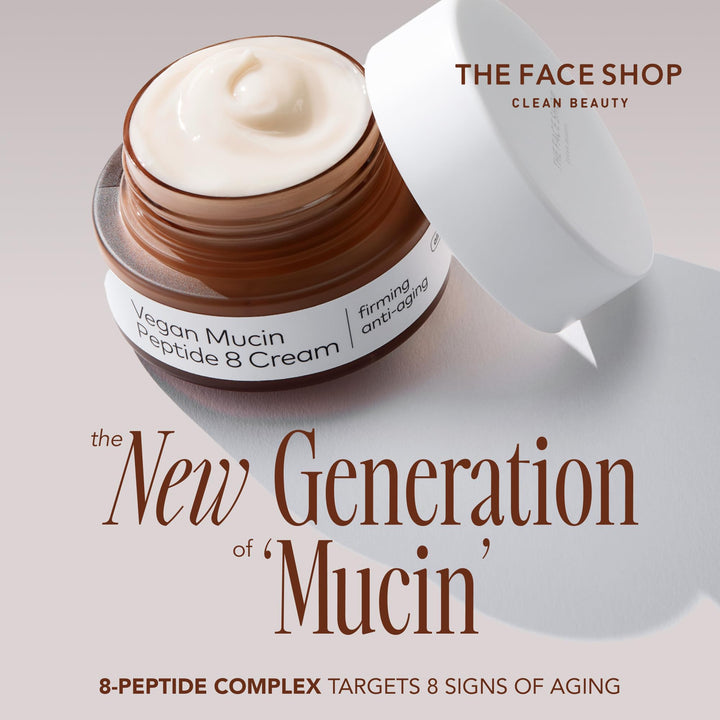 THE FACE SHOP 8 Peptide Moisturizer, Vegan Mucin for Nourishing & Firming, Moisturizing Cream for All Skin Types, Korean Skin Care, 30ml/1.01 fl. oz