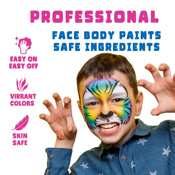 Bowitzki UV Glow Fluorescent Split Cakes Neon Rainbow Water Actived Liners Face Paints Body Painting Makeup 50g for Halloween