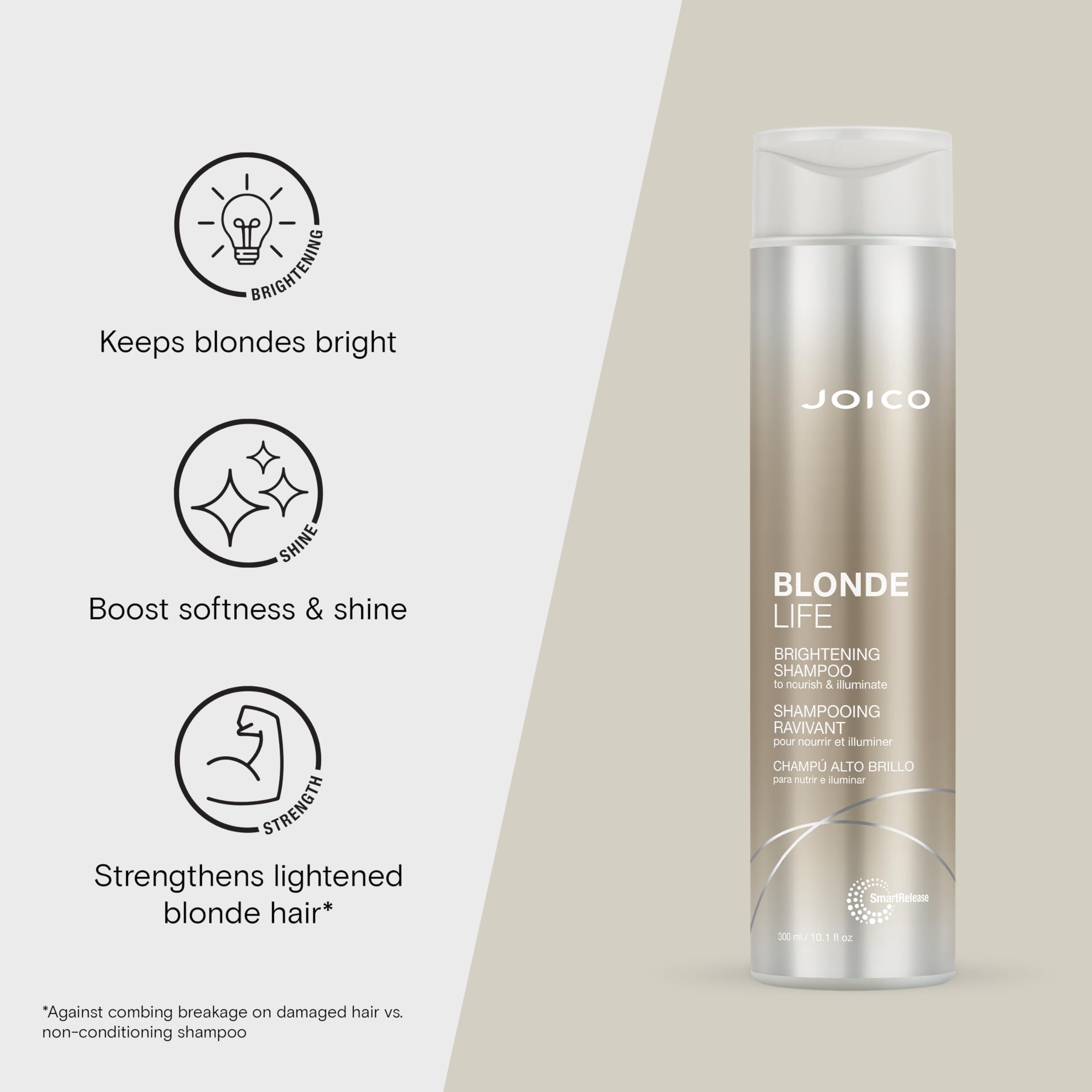 Joico Blonde Life Brightening Shampoo | For Blonde Hair | Add Softness & Smoothness | Sulfate Free | With Monoi & Tamanu Oil | 10.1 Fl Oz