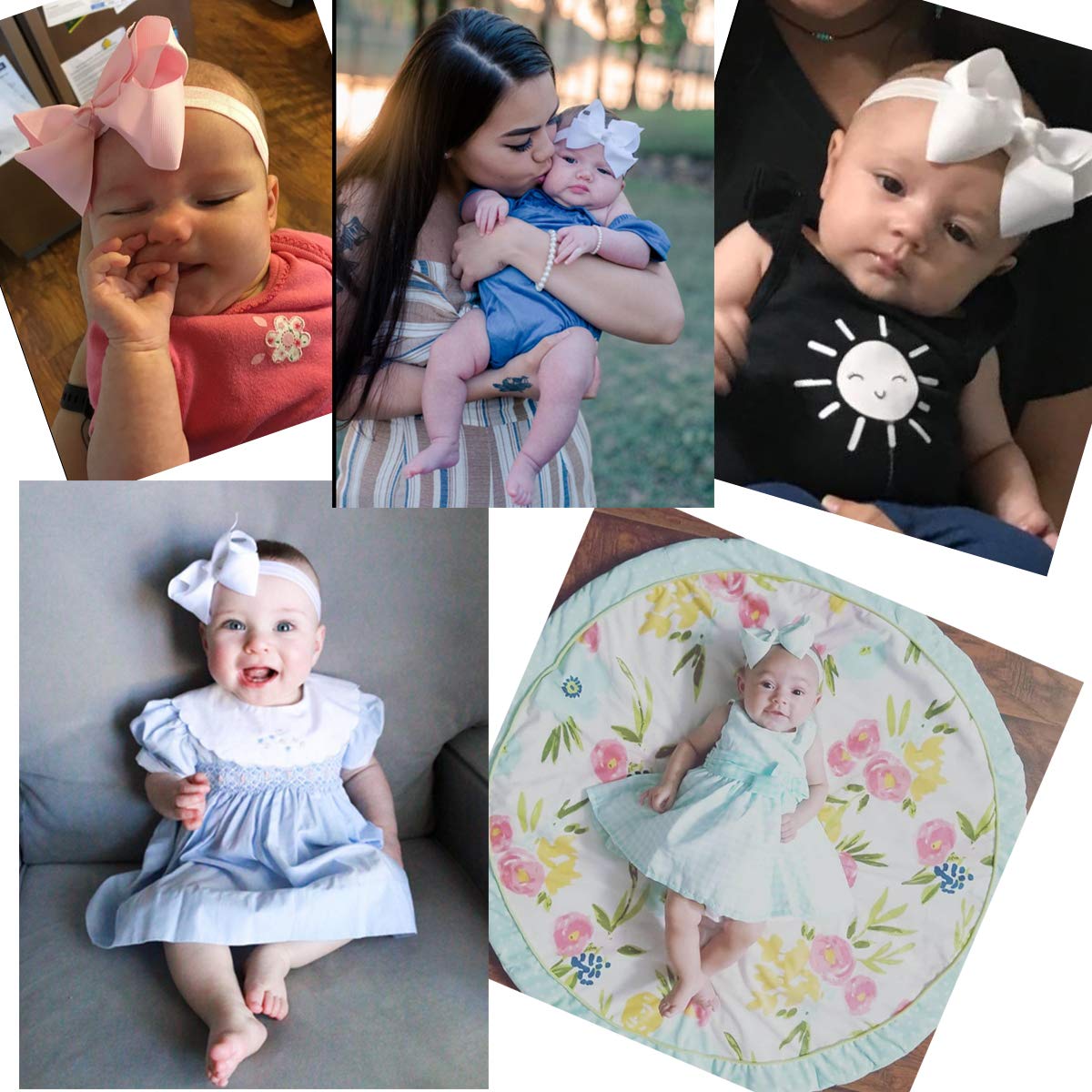 CÉLLOT Baby Girls Headbands Grosgrain Ribbon 4.5 Hair Bows Headband Big Bow Hair Bands for Toddler Pack of 40