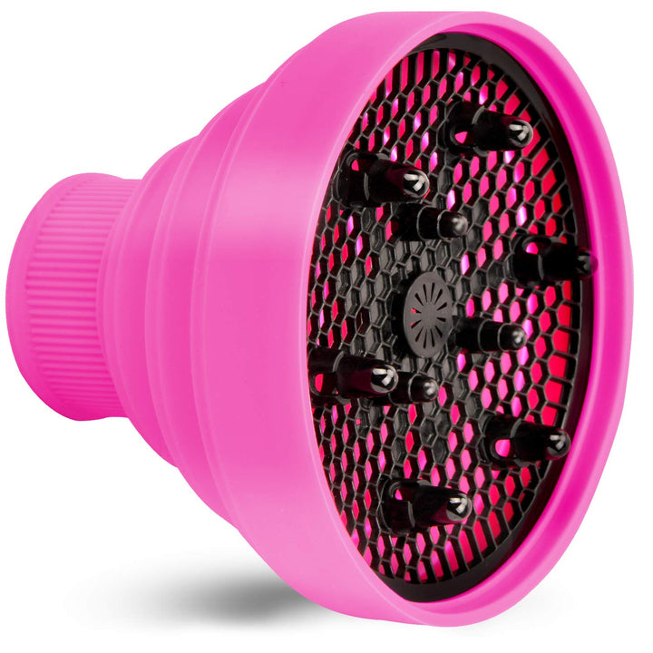 Universal Collapsible Hair Dryer Diffuser Attachment- Salon Grade tool,Lightweight Foldable Portable Travel Folding Design Fit Most of blow Dryers-PinkPink