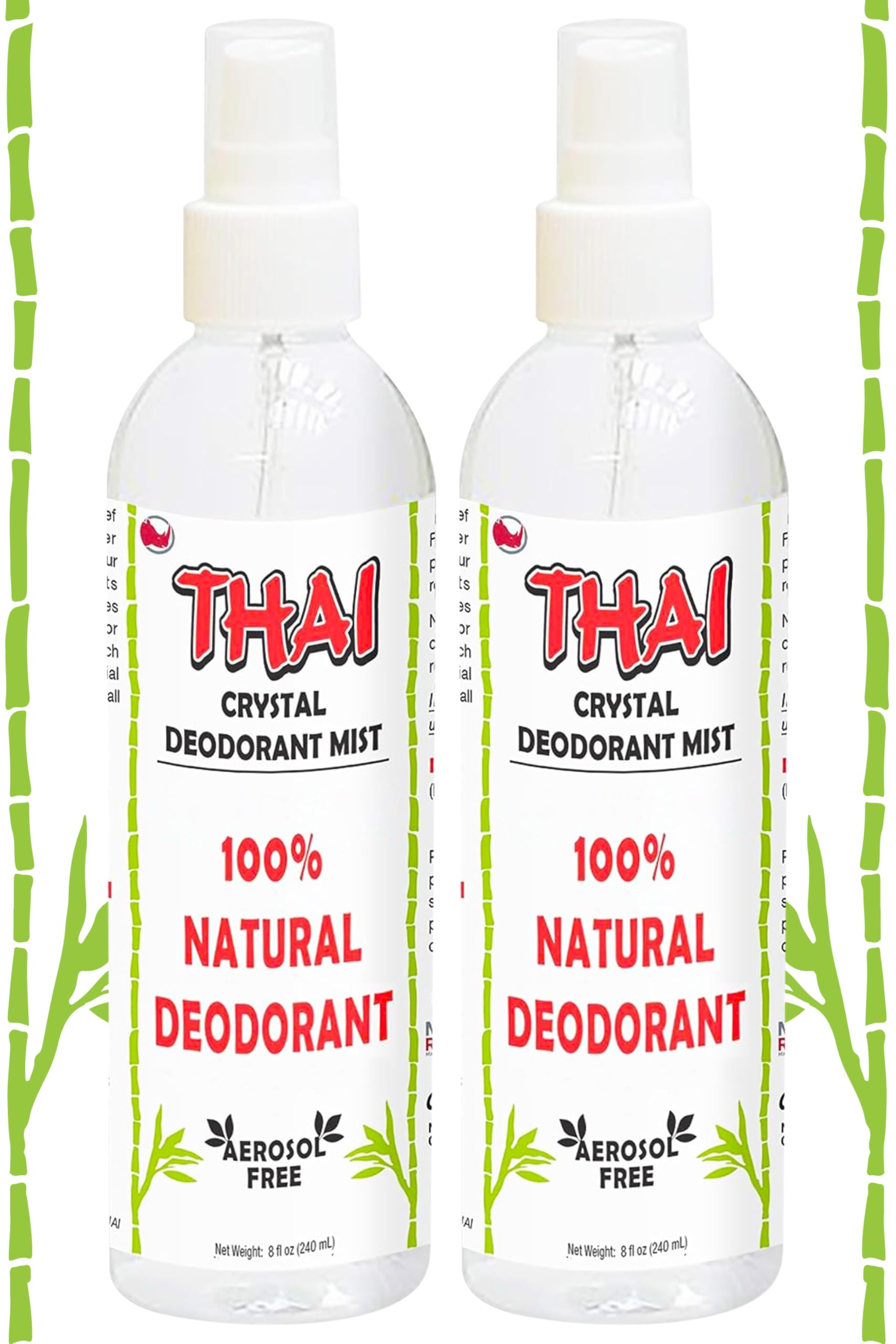 2-PACK Thai Deodorant Crystal Mist Spray (8 Oz) Whole Body Natural Crystal Salt Deodorant Spray for Women Men & Teens