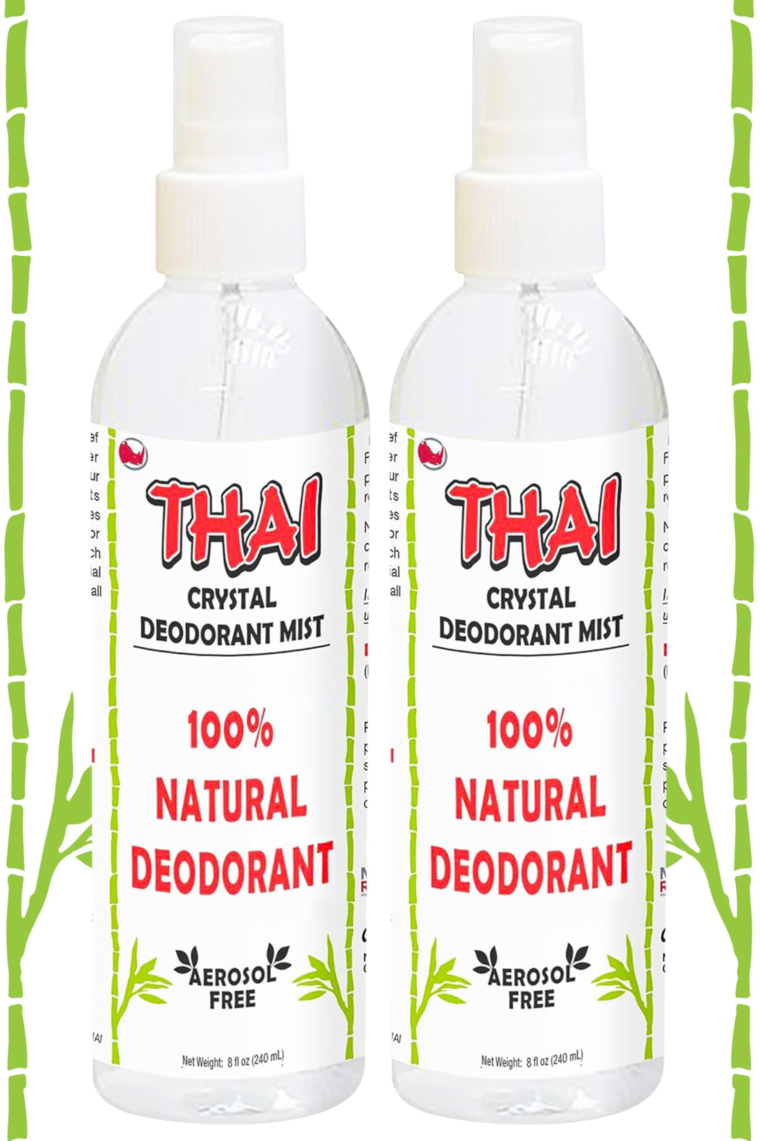 2-PACK Thai Deodorant Crystal Mist Spray (8 Oz) Whole Body Natural Crystal Salt Deodorant Spray for Women Men & Teens