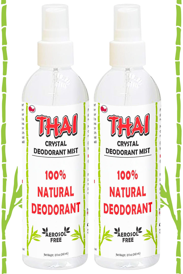 2-PACK Thai Deodorant Crystal Mist Spray (8 Oz) Whole Body Natural Crystal Salt Deodorant Spray for Women Men & Teens
