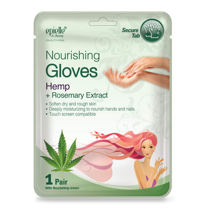 Epielle Nourishing Masks - Hemp + Rosemary Extract for Deep Moisturizing 100% Vegan & Cruelty-Free (Gloves 6pk) For Dry Hand Spa Masks, Holiday Beauty Gifts, Stocking Stuffers