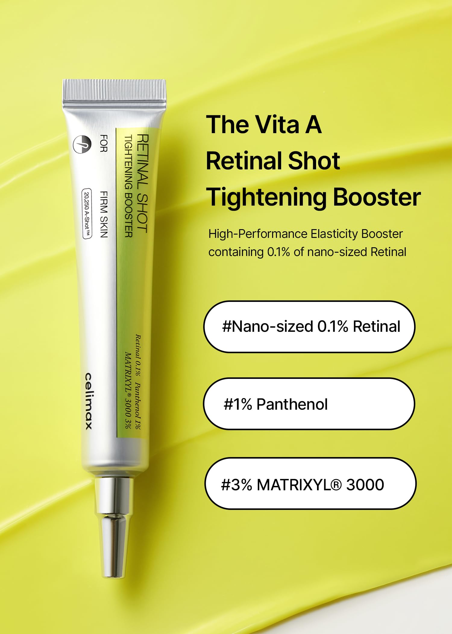 celimax The Vita A Retinal Shot Tightening Booster | with Liposomized Retinal, Matryxyl, Pore Minimizer, Wrinkles & Fine Lines, Firmer Skin, 15ml