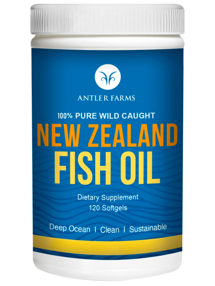 Antler Farms - 100% Pure Wild Caught New Zealand Fish Oil from Deep Ocean, Cold Water Fish, 120 Softgels - Clean, Fresh Omega-3 EPA + DHA Supplement, Keto Friendly, Super Clean