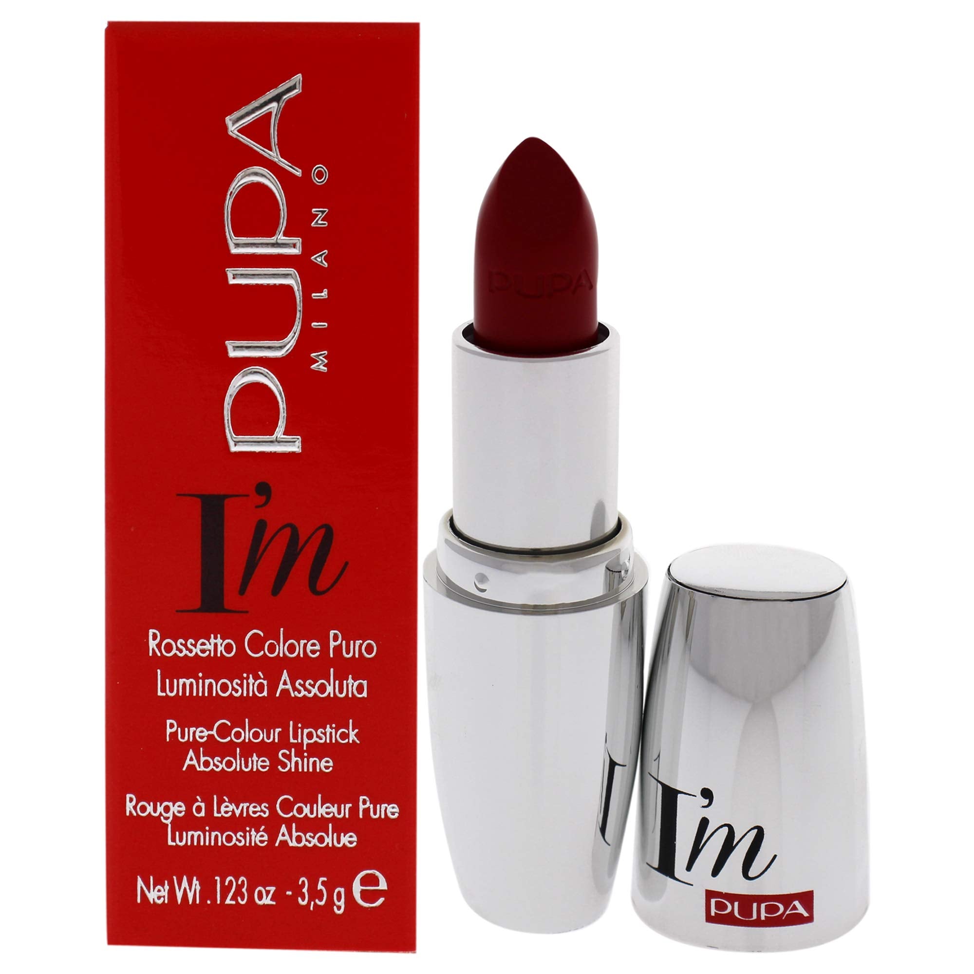 PUPA Milano I Am Pure-Colour Lipstick - Intense Color And Absolute Brightness - High Concentration Of Pigments - Lightweight And Flawless - Melts Perfectly On Lips - 306 Red Pop - 0.123 OZ