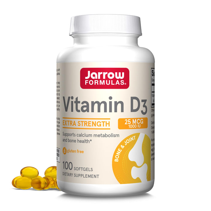 Jarrow Formulas Vitamin D3 25 mcg, Dietary Supplement, Bone and Joint, Support for Immune Health and Calcium Metabolism, 100 Softgels, 100 Day Supply