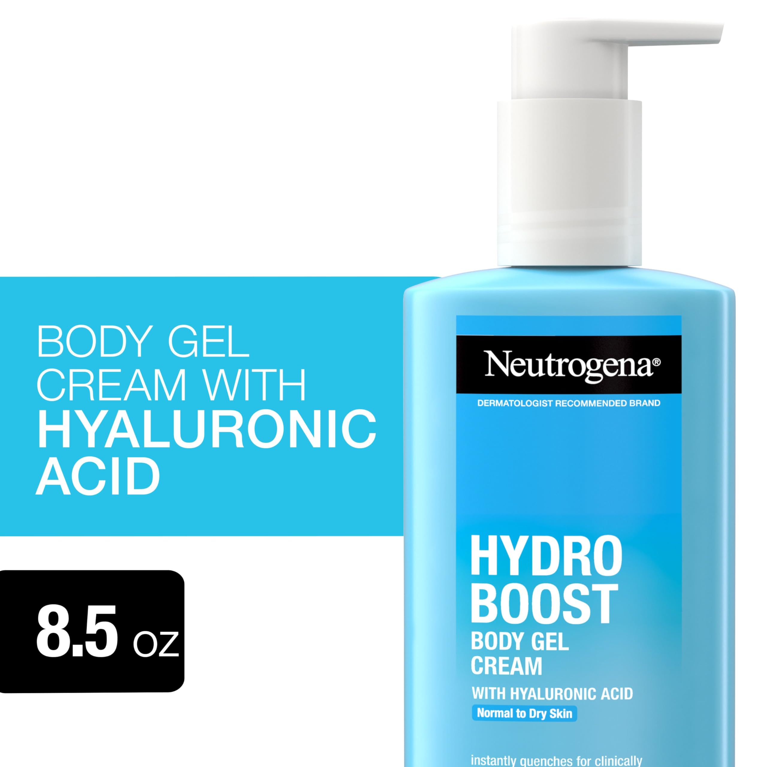 Neutrogena Hydro Boost Hydrating Body Gel Cream with Hyaluronic Acid, Instantly Quenches for Hydrated, Soft & Supple Skin, NonGreasy, Fast Absorbing Cream for Normal to Dry Skin, 8.5 oz, 12 Pack