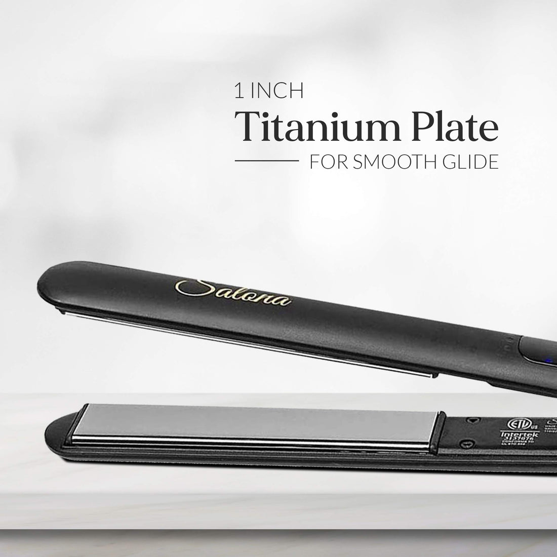 Salona Professional Titanium Flat Iron Hair Straightener, Worldwide Dual Voltage 110-240V with Heat Resistant Travel Bag