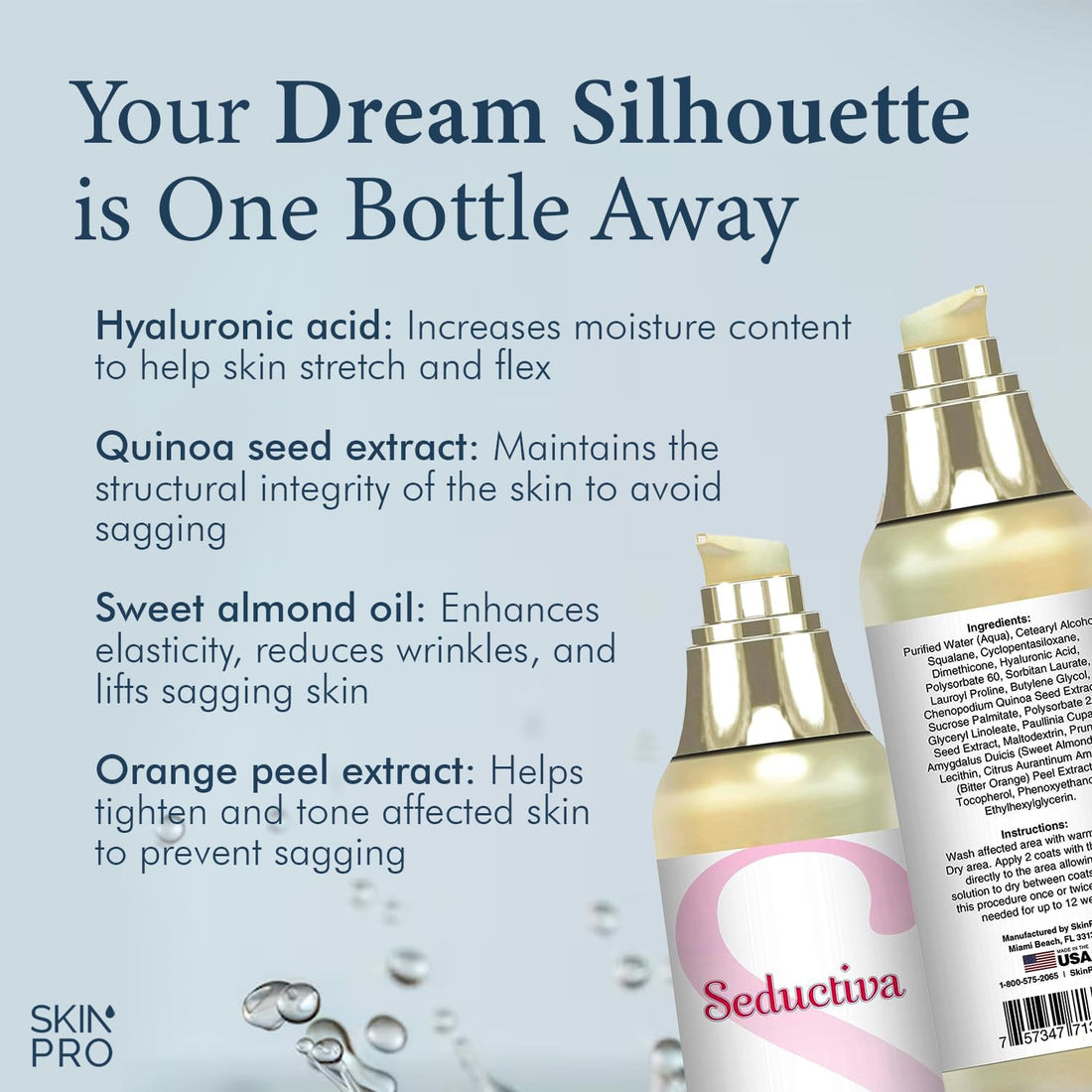 Seductiva Waist, Abdominal & Thigh Sculpting Cream - Potent Cellulite Fighting Formula - Body Slimming & Firming
