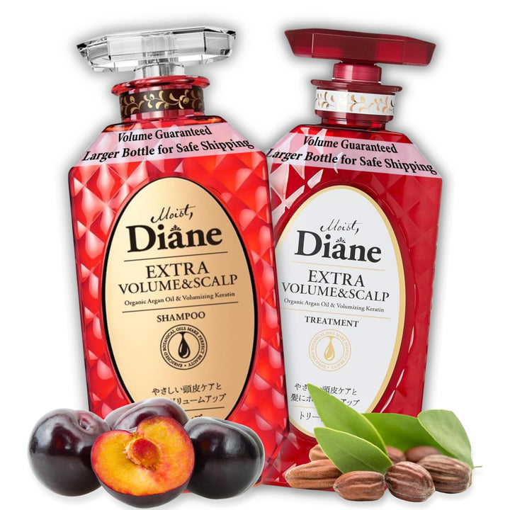 Moist Diane Keratin Shampoo and Conditioner Set for Hair Fall & Itchy Scalp Women & Men, Organic Hair Care w/Argan Oil & Plum Oil from Japan, Silicone & Sulfate Free, VOLUME & SCALP, 15.2 Fl Oz, 2EA