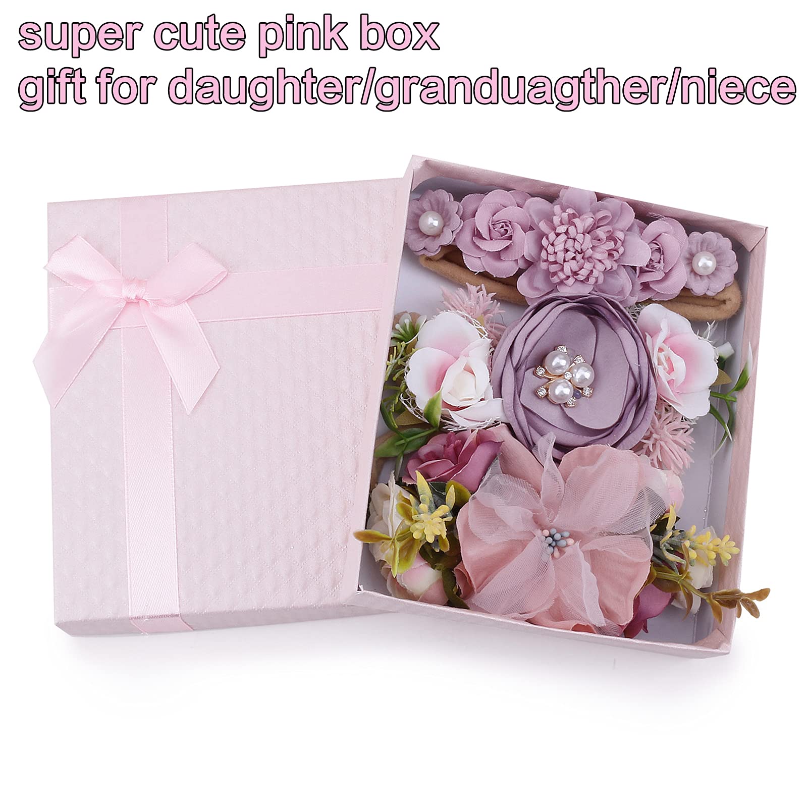 Baby Girl Headbands BFNAAgirl Nylon Flower Elastic Hairbands 3pcs Hair Accessories Gift for Newborn Infant Toddlers (YM2)