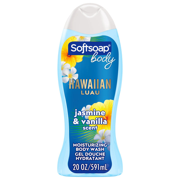 Softsoap Moisturizing Body Wash Hawaiian Luau, Jasmine and Vanilla Scent, 20 oz Bottle, 4 Pack
