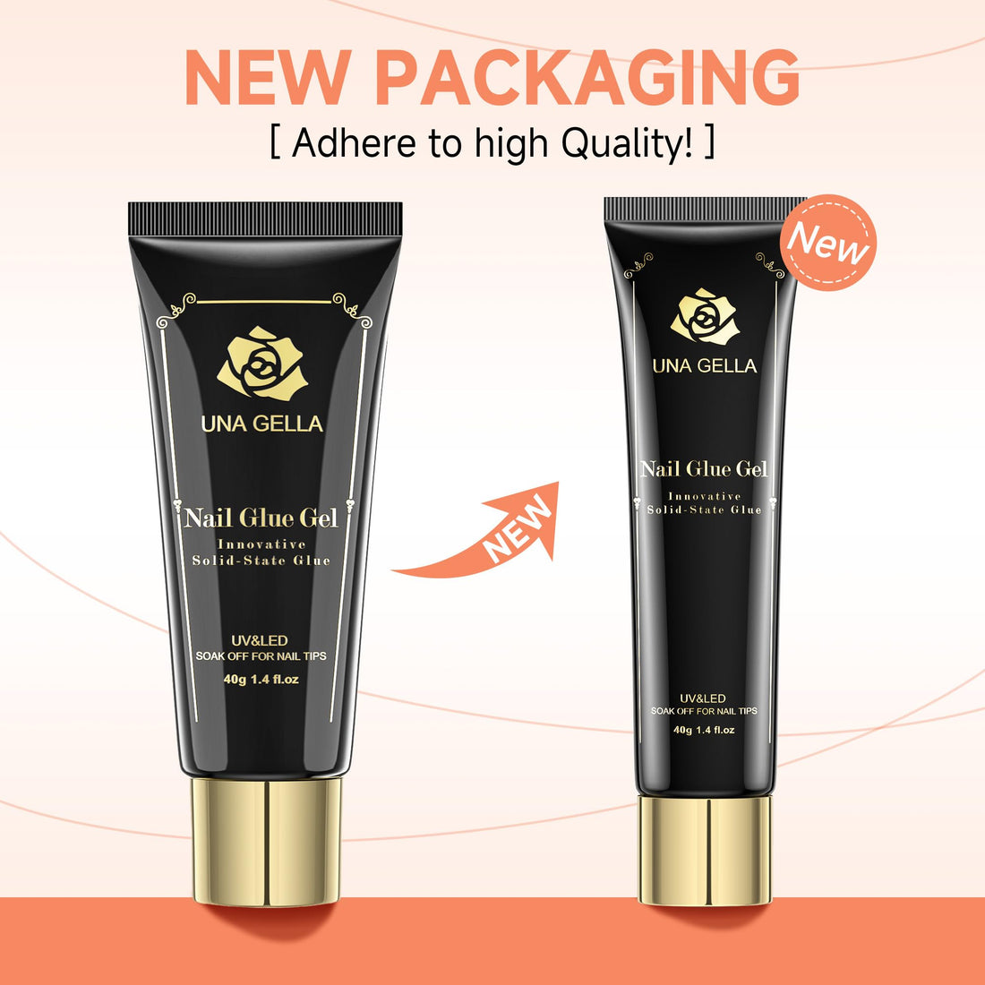 UNA GELLA Gel Nail Glue, Solid Nails Gl ue Gel 40ml Lamp Curing Needed Soak Off G LUE Strong Nail G LUE G el for Acrylic Fake Nails Tips Extension Press On Nails for Gelly Tips