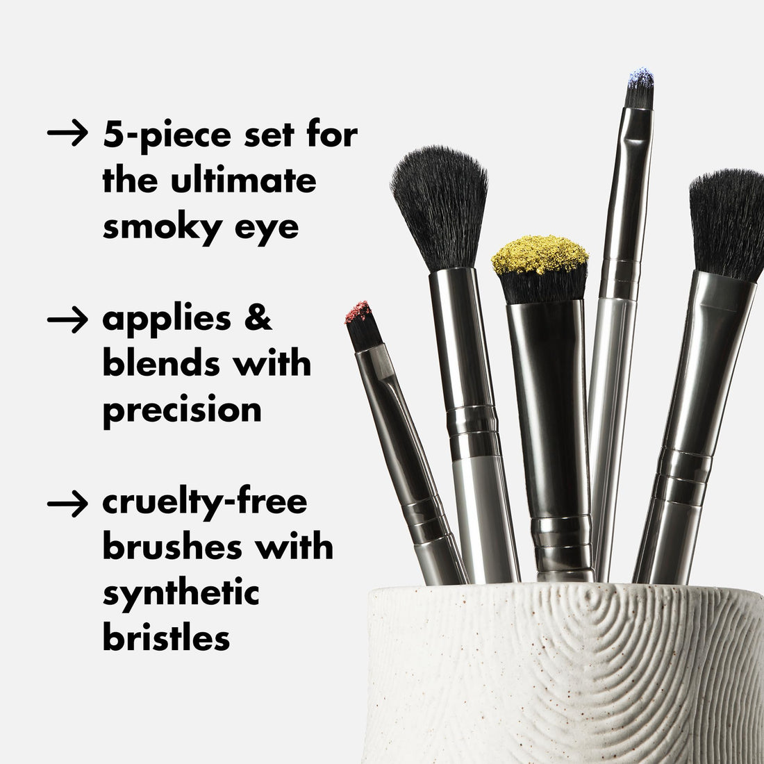 e.l.f. Smoky Eye Brush Kit, 5 Vegan Makeup Brushes, Flawlessly Blends Eyeshadow & Eyeliner