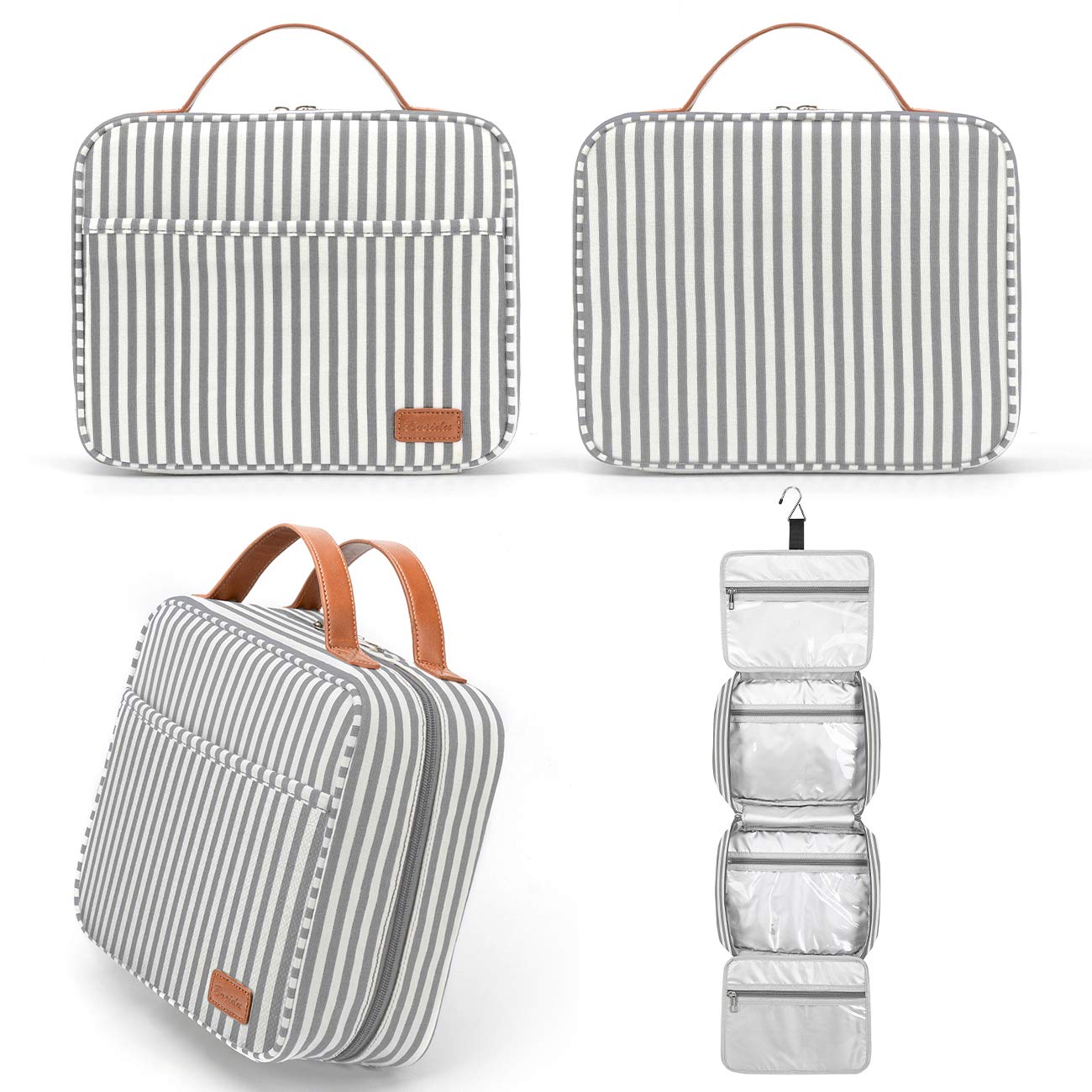 Bosidu Hanging Travel Toiletry Bag,Large Capacity Cosmetic Travel Toiletry Organizer for Women with 4 Compartments & 1 Sturdy Hook,Perfect for Travel/Daily Use/Valentines' Day