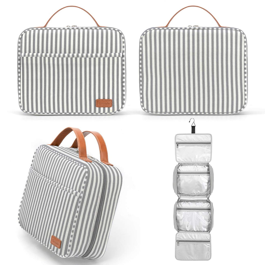 Bosidu Hanging Travel Toiletry Bag,Large Capacity Cosmetic Travel Toiletry Organizer for Women with 4 Compartments & 1 Sturdy Hook,Perfect for Travel/Daily Use/Valentines' Day