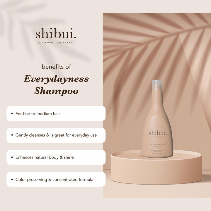 SHIBUI Everydayness Shampoo, Gentle Daily Cleanser with Rose Water & Saké, For Fine to Medium Hair, Color-Safe & Silicone-Free, 33.8 Fl Oz
