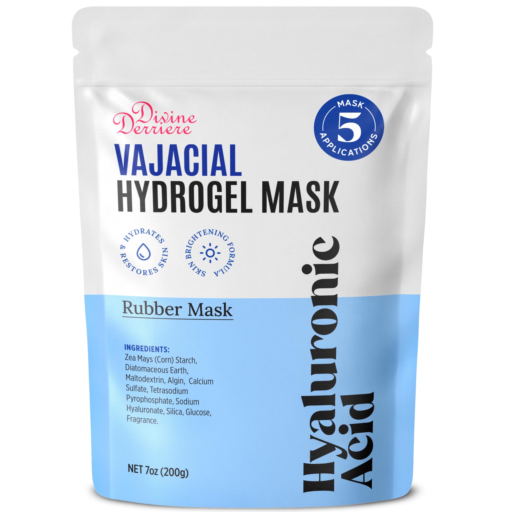 Divine Derriere Hydrogel Vajacial Mask - Premium Modeling Rubber Mask with Hyaluronic Acid, Deeply Purifying & Super Hydrating Hydro-jelly Sheet Masks, Complete Peel-Off Jelly Mask Powder Kit