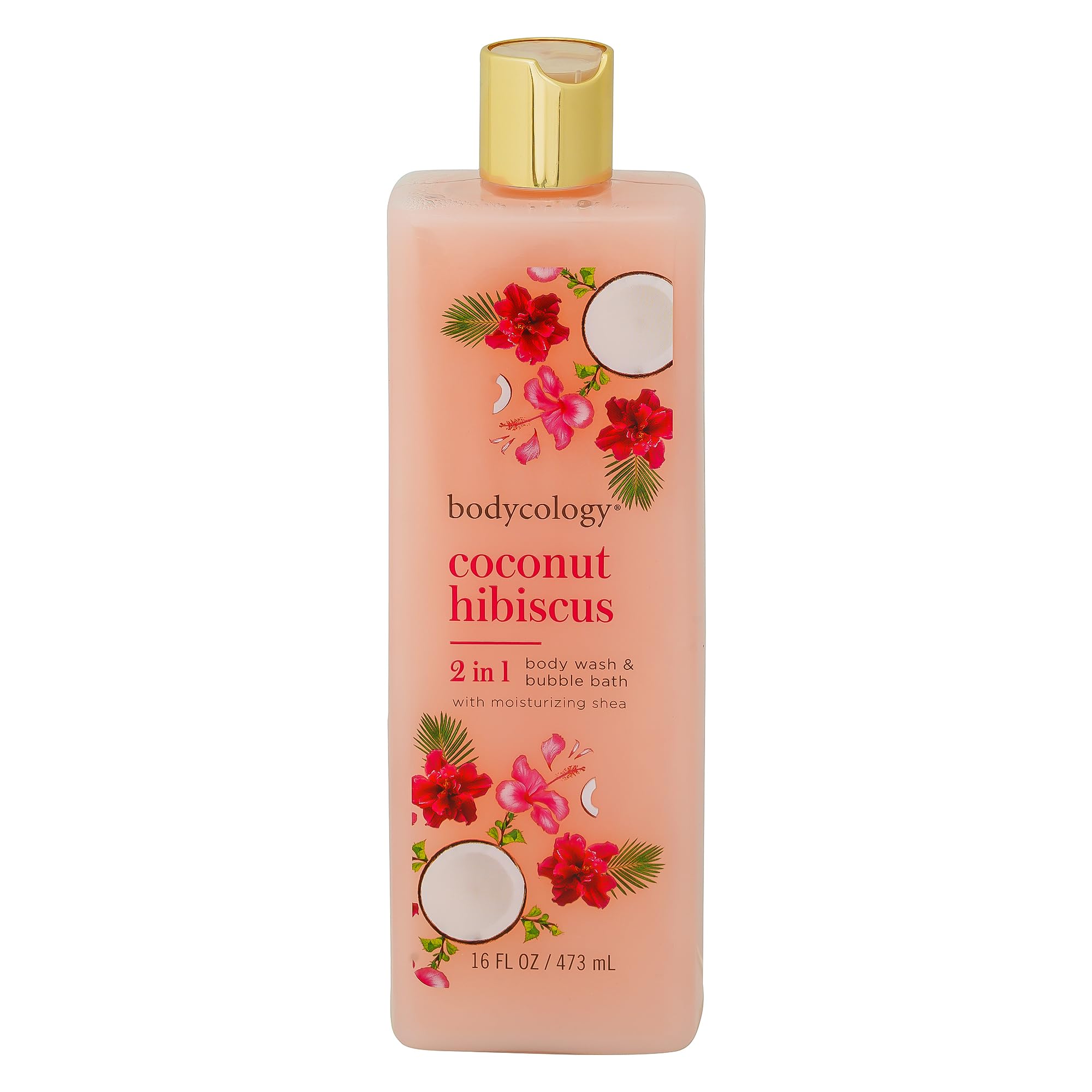 Bodycology Coconut Hibiscus 2 in 1 Body Wash & Bubble Bath | Gentle Cleansing, Nourishes the Skin, Long-Lasting Fragrance | Paraben & Phthalete Free, Cruelty Free - 473 ml (Pack of 1)