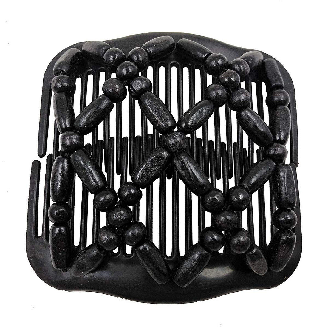 LOVEF 5 Pcs Magic Combs Wood Beaded Stretch Double Side Combs Clips Bun Maker Hair Accessories for Wowen Girls