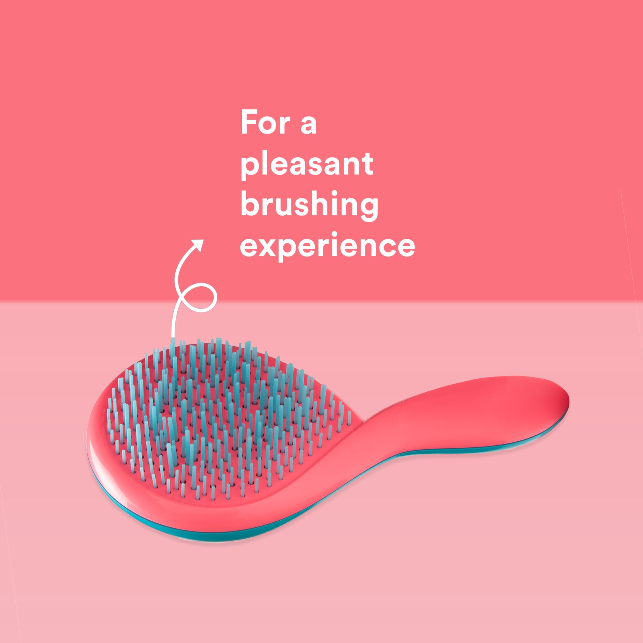 Michel Mercier The Girlie Detangle Brush - Painless Detangling Brush - Easy Grip Hair Brush Design - Thick and Curly Hair - Turquoise-Pink - 1 pc