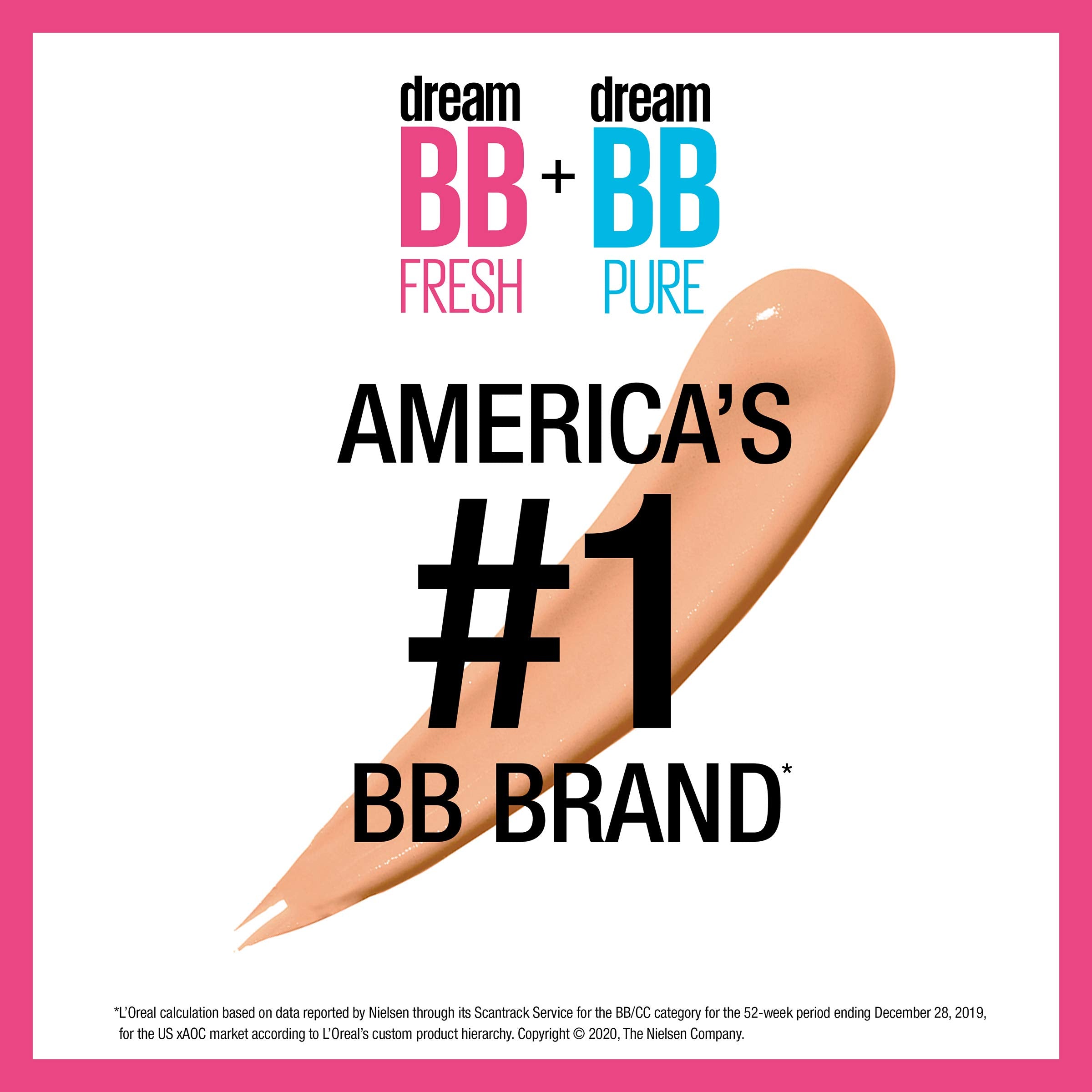 Maybelline Dream Fresh Skin Hydrating BB cream, 8-in-1 Skin Perfecting Beauty Balm with Broad Spectrum SPF 30, Sheer Tint Coverage, Oil-Free, Light, 1 Fl Oz