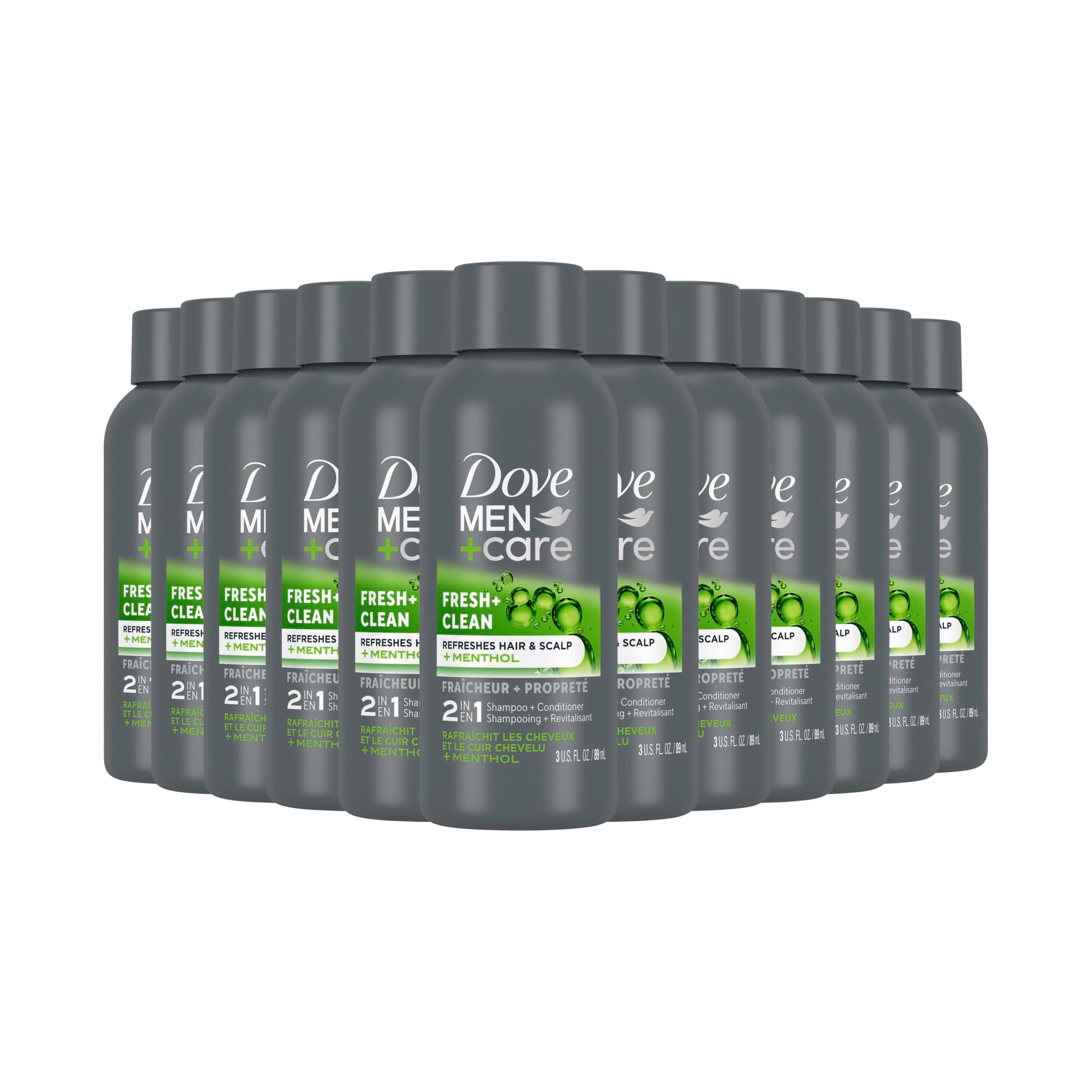 DOVE MEN + CARE Fortifying 2 in 1 Shampoo and Conditioner for Normal to Oily Hair Fresh and Clean with Caffeine Helps Strengthen Thinning Hair 3 oz (Pack of 12)