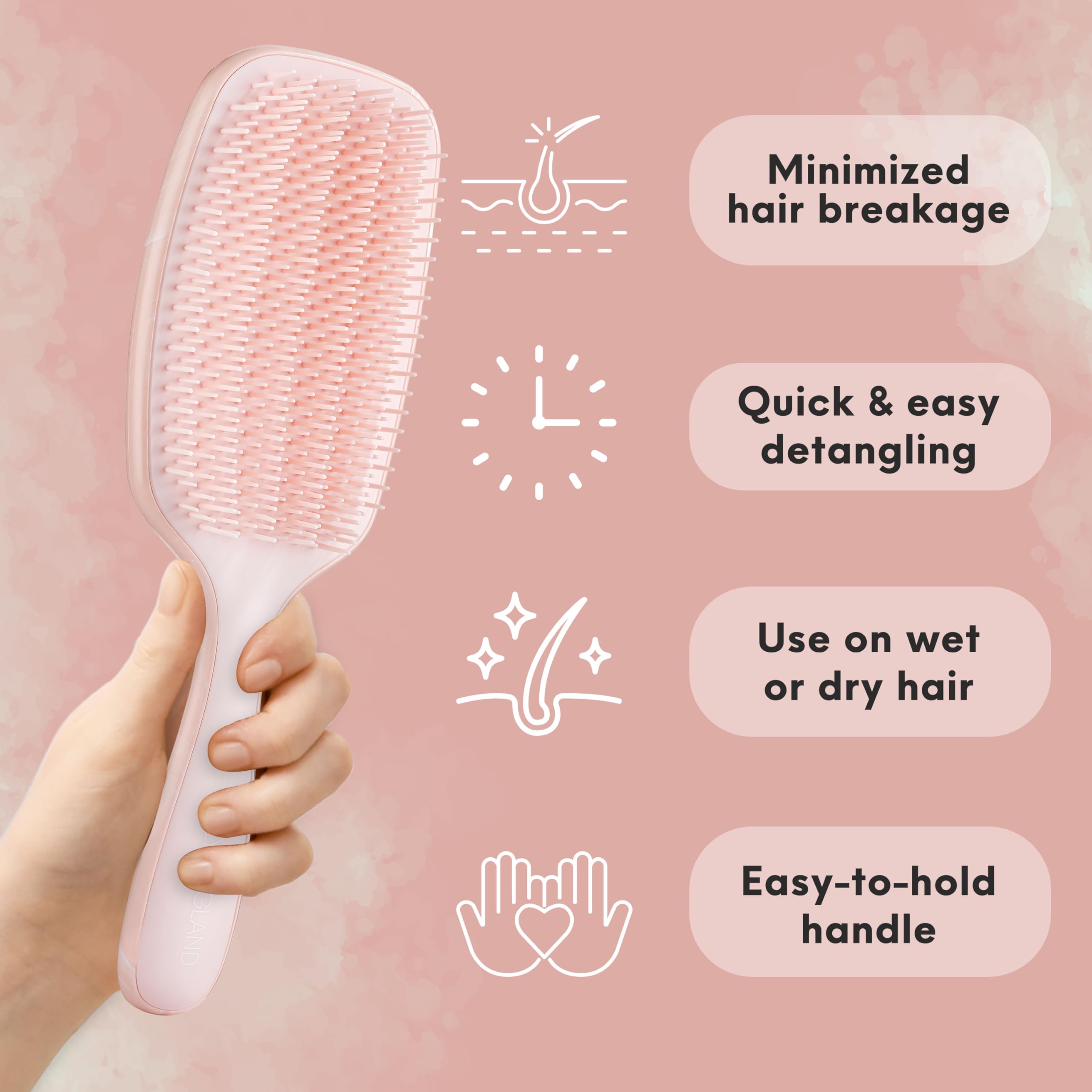 Lily England Curly Hair Brush - Detangling & Styling Tool with Flexible Bristles for Pain-Free Wet & Dry Curls (3c to 4c), Pink