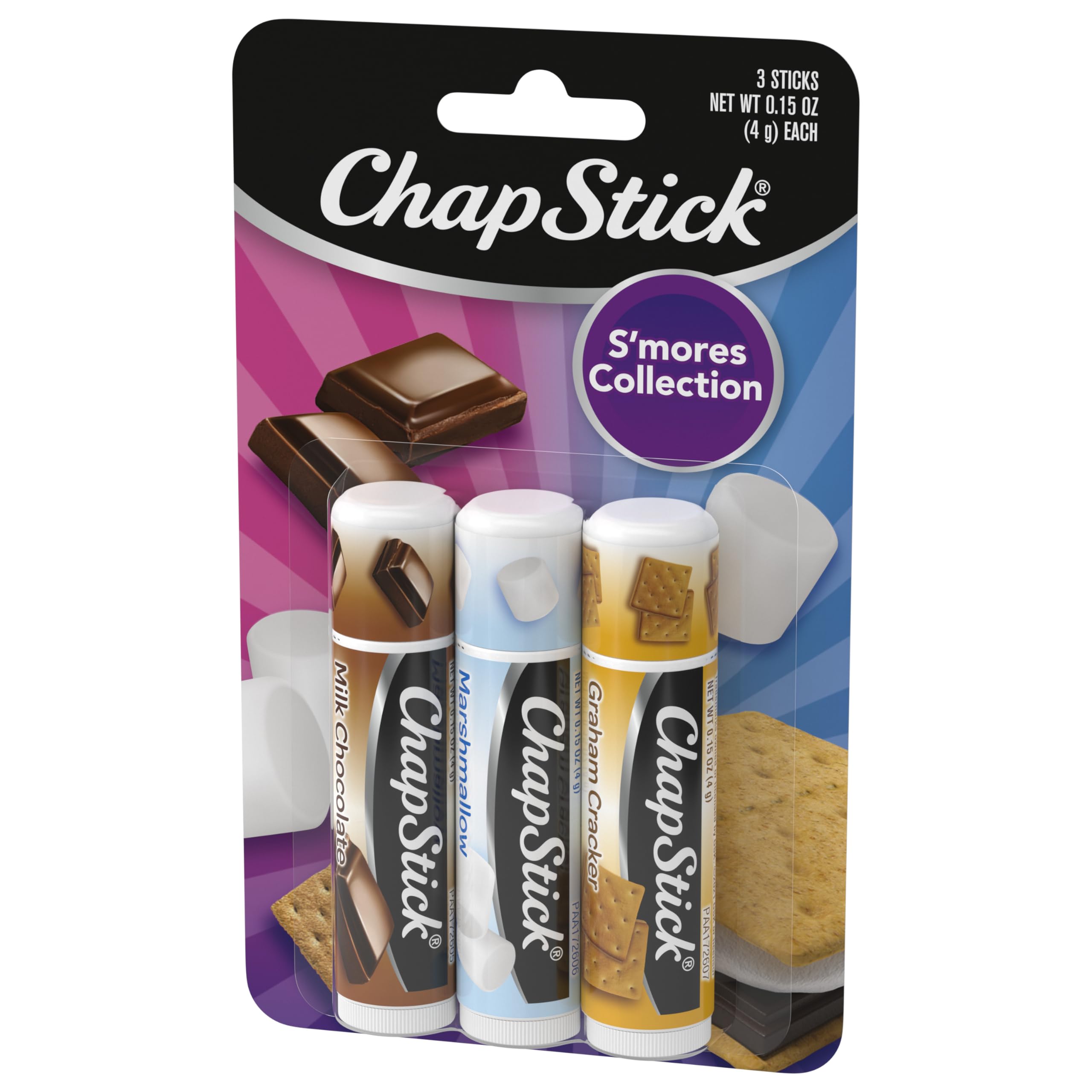 Chapstick S'Mores Collection Flavor Skin Protectant Flavored Lip Balm Tube, 3 Count, Pack of 1: 3 Count, S'Mores Collection