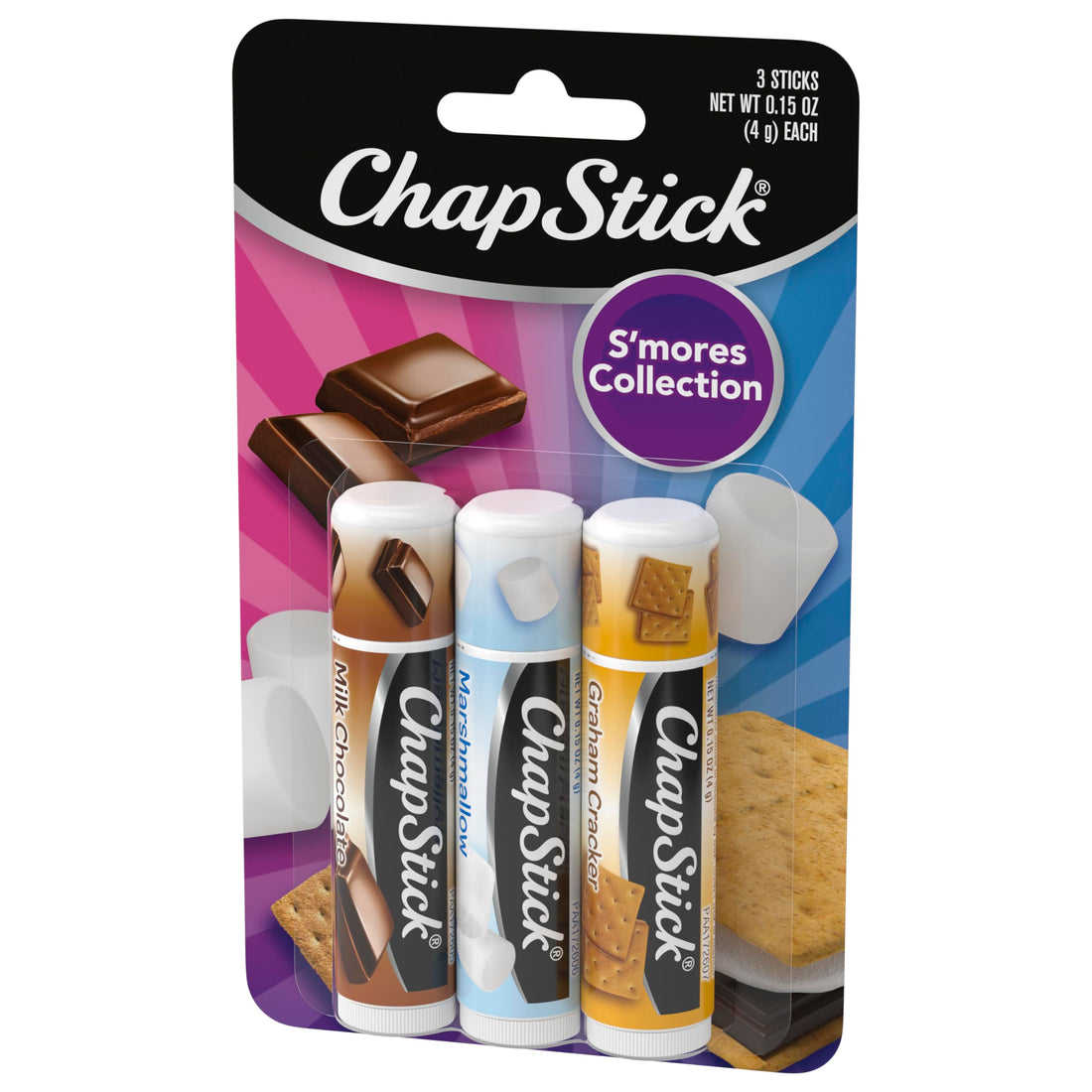 Chapstick S'Mores Collection Flavor Skin Protectant Flavored Lip Balm Tube, 3 Count, Pack of 1: 3 Count, S'Mores Collection
