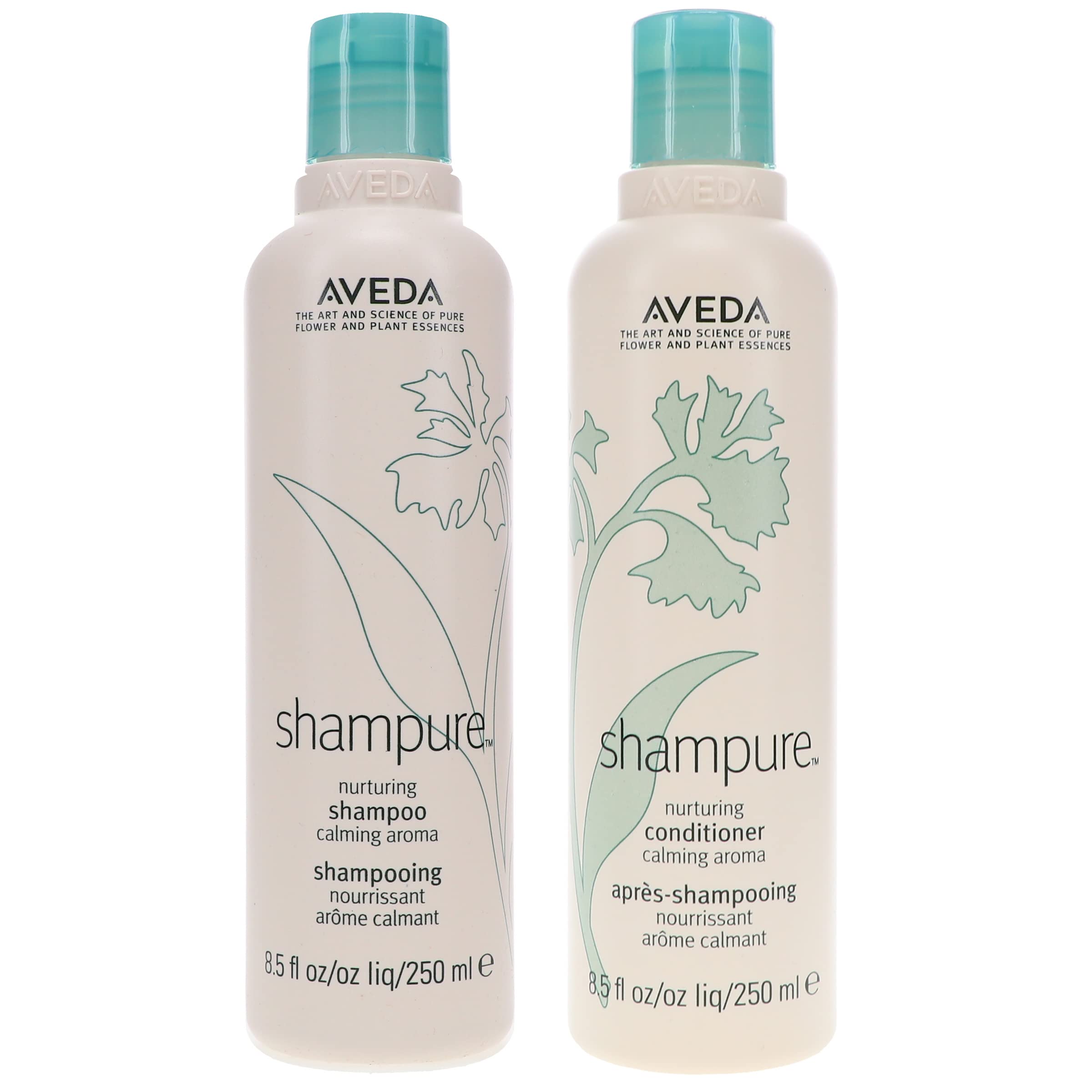 Aveda Shampure Nurturing Shampoo & Conditioner Duo | Daily Shampoo & Conditioner for Normal, Fine to Medium Hair | Silicone Free, 8.5 Fl Oz (Pack of 2)
