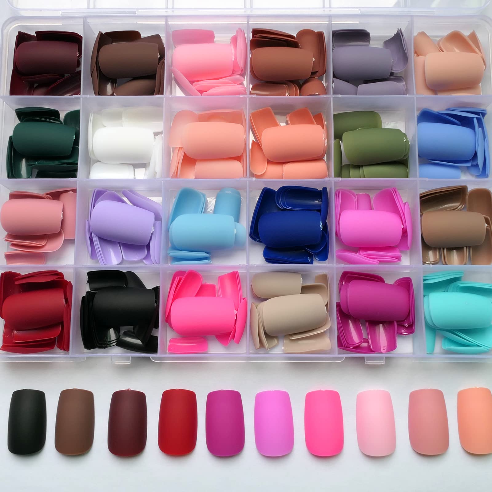 LoveOurHome 576pc Square Press on Nails Medium Matte Fake NailsTapered Square Full Cover Medium False Nails Press ons Nail Square Artificial Fingernails Colored Presson Nail Tips for Women Girls
