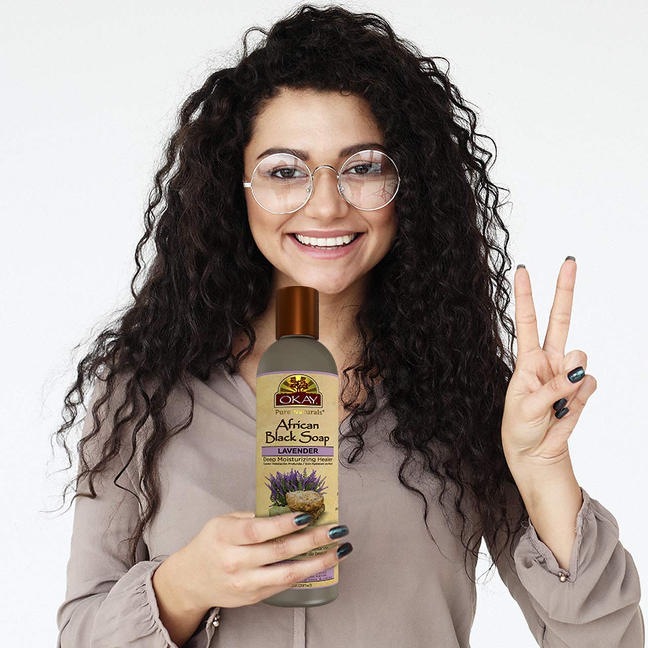 OKAY African Black Soap Liquid, Lavender, 8 Fluid Ounce