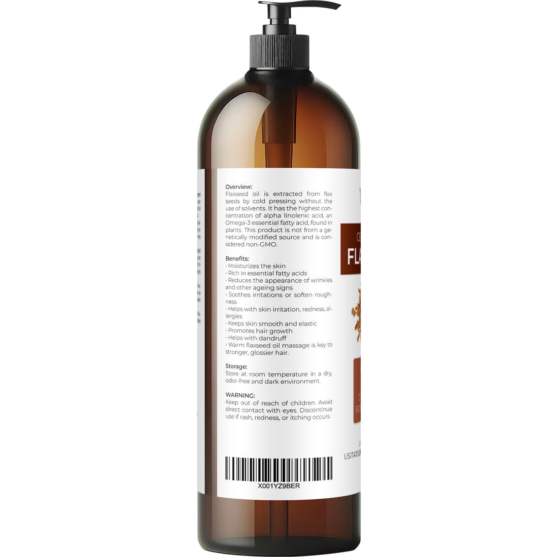 velona USDA Certified Organic Flaxseed Oil - 32 fl oz | 100% Pure and Natural Carrier Oil | Unrefined, Cold Pressed | Hair Growth, Body, Face & Skin Care | Use Today - Enjoy Results…
