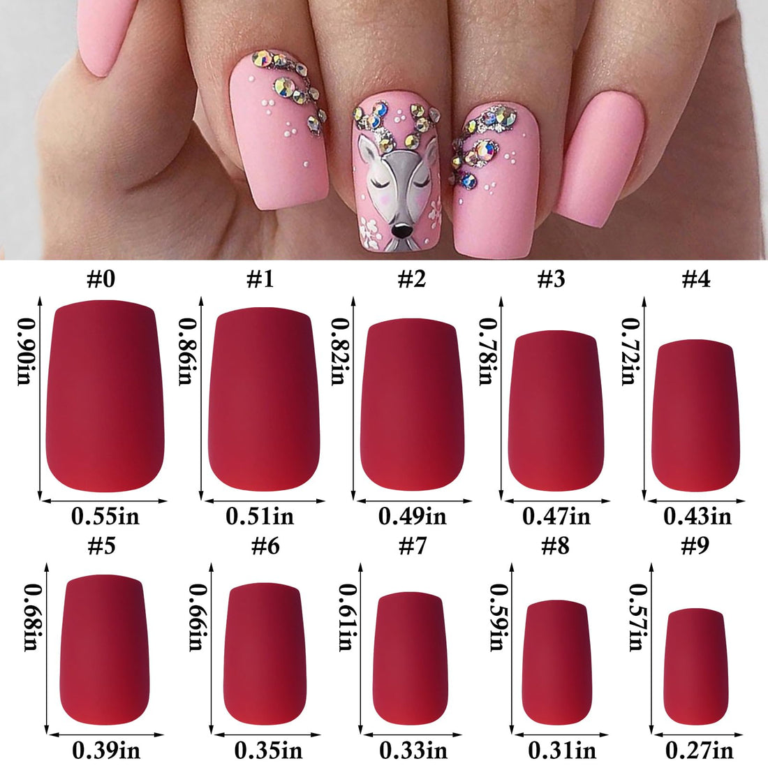 LoveOurHome 576pc Square Press on Nails Medium Matte Fake NailsTapered Square Full Cover Medium False Nails Press ons Nail Square Artificial Fingernails Colored Presson Nail Tips for Women Girls