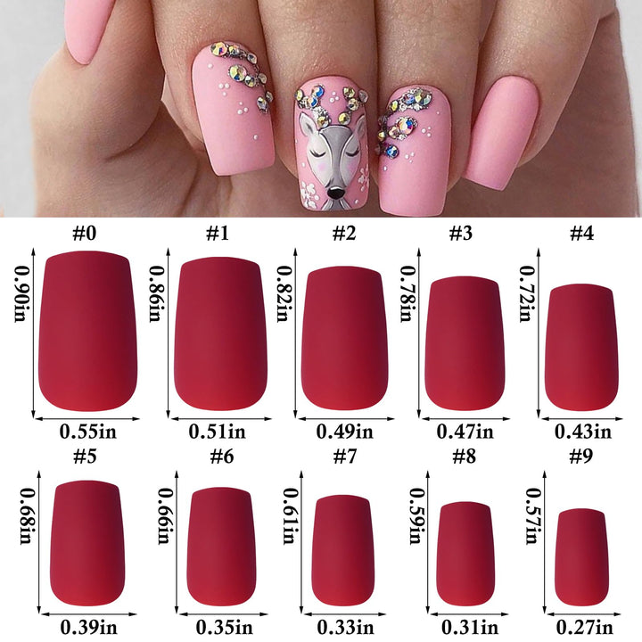 LoveOurHome 576pc Square Press on Nails Medium Matte Fake NailsTapered Square Full Cover Medium False Nails Press ons Nail Square Artificial Fingernails Colored Presson Nail Tips for Women Girls