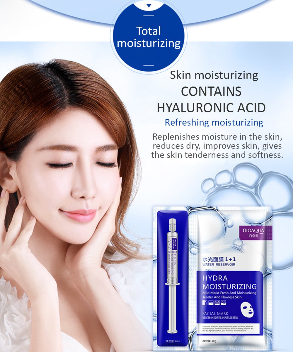 hyaluronic acid moisturizing essence + facial mask sheet BIOAQUA masks beauty skin care face mask set hydra moisture